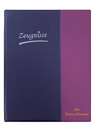 Zeugnismappe mit Gravur / Zeugnisringbuch A4 mit 10 Hüllen /Farbe: metallic lila von Gravur by Livepac Office