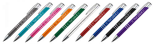 10 Kugelschreiber mit Gravur "Viel Glück" / aus Metall / 10 Farben von Gravur by LivepacOffice