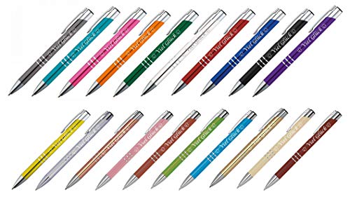 20 Kugelschreiber mit Gravur "Viel Glück" / aus Metall / 20 Farben von Gravur by LivepacOffice