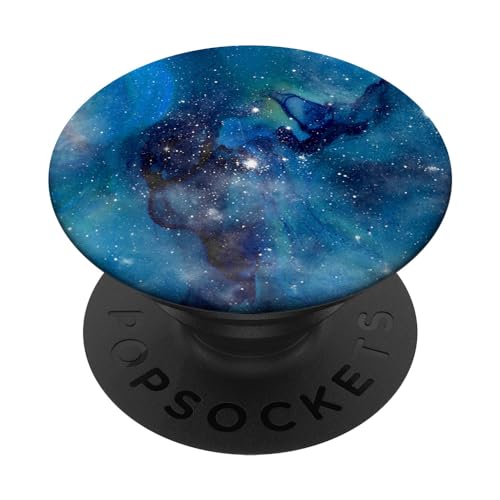 Galaxy Raum in Blau, Grün, Lila AEHP476 PopSockets PopGrip: Ausziehbarer Sockel und Griff für Handys/Tablets mit Tauschbarem Top von Gray & Gold Publishing