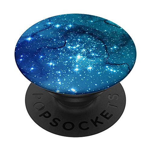 PopSocket PopGrip: Galaxy Raum in Blau Cyan Grün AEHP478 Ausziehbarer Sockel und Griff für Handys/Tablets mit Tauschbarem Top von Gray & Gold Publishing
