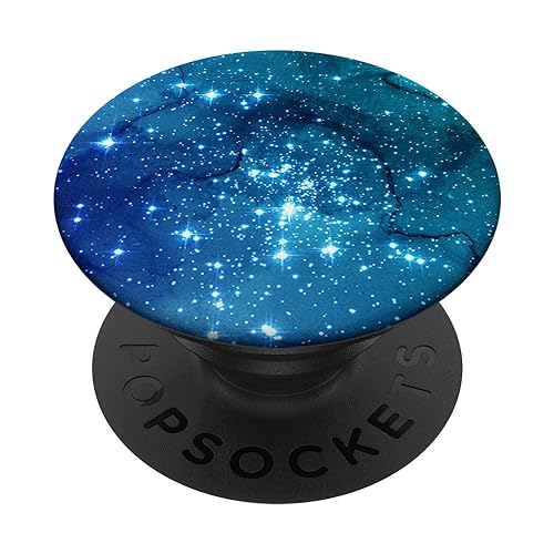 PopSocket PopGrip: Galaxy Raum in Blau Cyan Grün AEHP478 Ausziehbarer Sockel und Griff für Handys/Tablets mit Tauschbarem Top von Gray & Gold Publishing