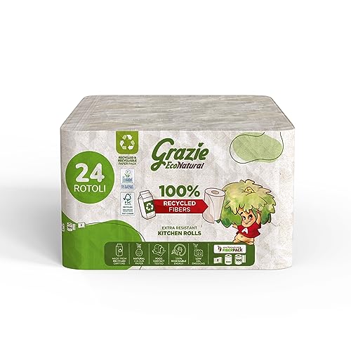 Grazie Natural, Toilettenpapier Maxi Ecol FSC Paperpack, 12 Rollen, dermatologisch getestet, 100% recyceltes Toilettenpapier, umweltfreundlich, hergestellt in Italien von Grazie EcoNatural