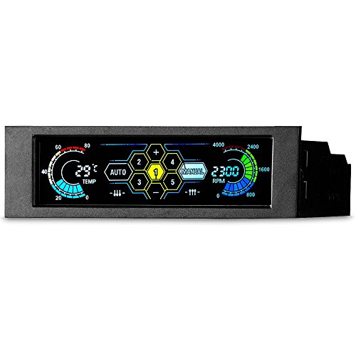 Grborn STW 5.25 "5-Kanal-Touchscreen Lüftersteuerung Temperaturüberwachung automatische Geschwindigkeitskontrolle LCD-Frontplatte für Computer-Lüfter von Grborn