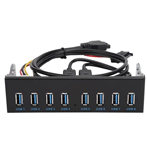 Frontplattenadapter, Frontplattenerweiterung, USB-Frontplatte, Frontplatten-Hub für PC-Computer 19PIN 8 Ports von Grcfumo