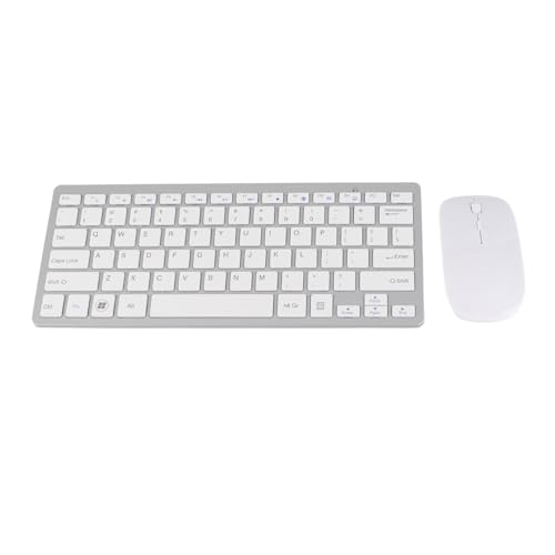 GRCFUMO 1 PC -Tastatur -Maus -Set, drahtlose Tastatur und Mauskombination, 2,4 g Wireless 78 Tasten USB Dünnte geätzte Schlüsselkaps Ergonomics Mute Computer -Tastaturen Maus (Silber) von Grcfumo