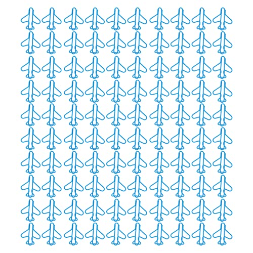 GRCFUMO 100 PCs Flugzeugform niedliche Papierklammern, kreative Flugzeugpapierklammern, Lesezeichenclips mit Aufbewahrungsbox, helle Farbpapierpapierklammern für Zuhause, Büro und (Blau) von Grcfumo