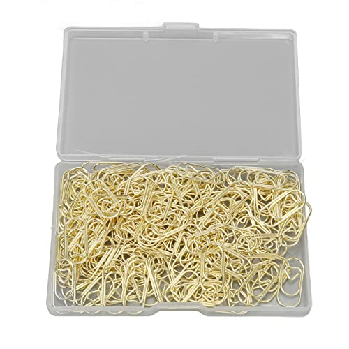 GRCFUMO 150pcs niedliche Papierklammern, herzförmige Anti -Slip -Papierklammern mit klarer Schachtel, exquisite elektroplierte Lesezeichen für Familienbüroschule (Gold) von Grcfumo