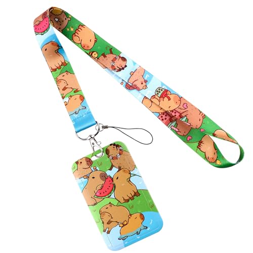 Greabuy Capybaras Schlüsselband mit Schlüsselanhänger, Cartoon-Tier-Kartenhalter, schönes Umhängeband, Ausweishalter für Studenten Greabuy Capybaras Schlüsselband mit Schlüsselanhänger, Cartoon-Tier-Kartenhalter, schönes Umhängeband, Ausweishalter für Studenten von Greabuy