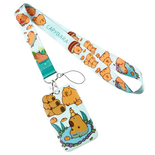 Greabuy Capybaras Schlüsselband mit Schlüsselanhänger, Cartoon-Tier-Kartenhalter, schönes Umhängeband, Ausweishalter für Studenten Greabuy Capybaras Schlüsselband mit Schlüsselanhänger, Cartoon-Tier-Kartenhalter, schönes Umhängeband, Ausweishalter für Studenten von Greabuy