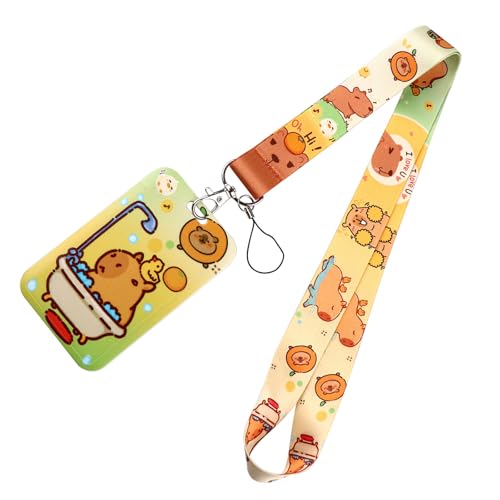 Greabuy Capybaras Schlüsselband mit Schlüsselanhänger, Cartoon-Tier-Kartenhalter, schönes Umhängeband, Ausweishalter für Studenten Greabuy Capybaras Schlüsselband mit Schlüsselanhänger, Cartoon-Tier-Kartenhalter, schönes Umhängeband, Ausweishalter für Studenten von Greabuy