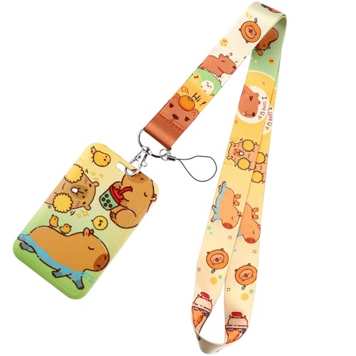 Greabuy Capybaras Schlüsselband mit Schlüsselanhänger, Cartoon-Tier-Kartenhalter, schönes Umhängeband, Ausweishalter für Studenten Greabuy Capybaras Schlüsselband mit Schlüsselanhänger, Cartoon-Tier-Kartenhalter, schönes Umhängeband, Ausweishalter für Studenten von Greabuy