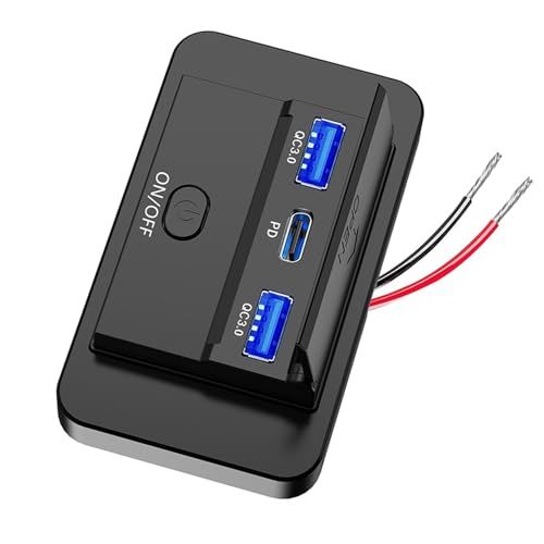 Greabuy Doppel USB & PD3.0 Typ C Autoladegerät 12V-24V, wasserdichte Schnellladebuchse für Fahrzeug LKW Reise Greabuy Doppel USB & PD3.0 Typ C Autoladegerät 12V-24V, wasserdichte Schnellladebuchse für Fahrzeug LKW Reise von Greabuy