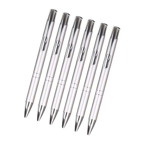 Greabuy Druckkugelschreiber aus Metall, 1,0 mm, reibungslos, nachfüllbar, mit Metallstiftclip, 6 Stück Greabuy Druckkugelschreiber aus Metall, 1,0 mm, reibungslos, nachfüllbar, mit Metallstiftclip, 6 Stück von Greabuy