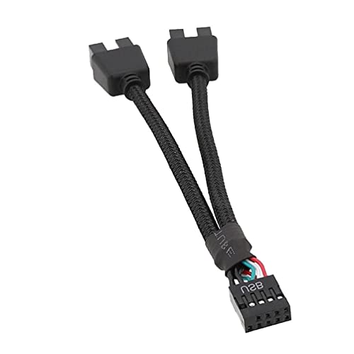 Greabuy Motherboard USB 9Pin Schnittstelle Header Splitter 1 Bis 2 Verlängerungskabel Adapter 9-Pin USB 2.0 HUB Anschlüsse Für Lüfter USB 2.0 9 Pin Splitter von Greabuy