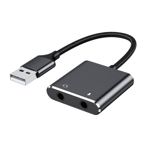 Greabuy USB-Soundadapter, externe Soundkarte für PC und Laptop, USB-Mikrofon-Adapter auf 3,5 mm für Kopfhörer von Greabuy