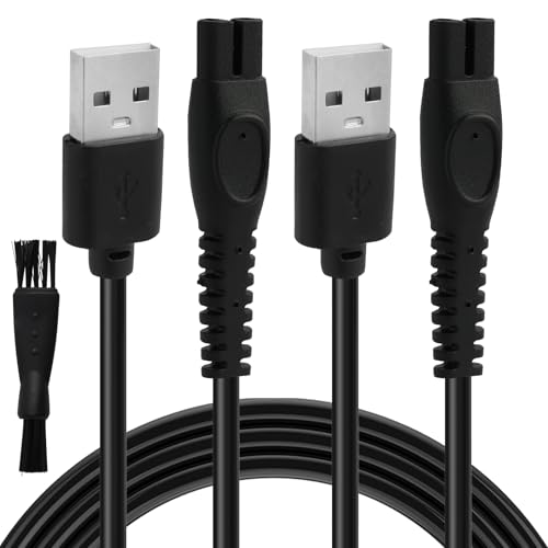 2 Stück USB 5V Ladekabel für Rasierer, Replacement LadeKabel mit Bürsten Kompatibel mit Philips Norelco Rasierer Oneblade QP2734, QP2834, QP2724, QP2824, X3001, S3145, S5885, QP4530, QP4631, MG7910 von Greacesrio