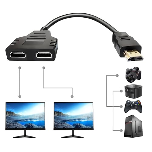 Greacesrio Doppelter HDMI-Stecker auf Doppel-Buchse, 1 auf 2 Wege, Splitter, HDMI-Kabel, Adapter, Splitter, Kabel, Splitter, Kabel für LCD LED HD TV von Greacesrio