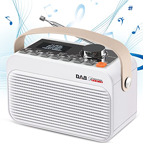 Greadio DAB/DAB+Digitales FM Radio mit Bluetooth,tragbares batteriebetriebenes wiederaufladbares Radio mit bestem Empfang,80 voreingestellte Sender,LED-Display,TF/USB-Laufwerk für Zuhause,Angebot von Greadio