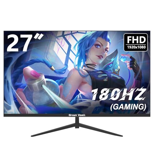 Great voell 27-Inch Gaming Monitor, 180Hz, FHD (1920x1080P), HDR, 99% sRGB, FreeSync, Anti-Blue Light, VESA Mountable, HDMI 2.0 & DP 1.4, Tilt Adjustable, 16:9 PC Screen von Great voell