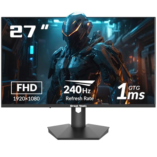 Great voell 27 Inch Curved Gaming Monitor, 240Hz Refresh Rate, 1ms Response Time, 130% sRGB, FHD 1080P, HDR, FreeSync, 300 cd/m² VA Panel, Frameless Design, Built-in Speakers, HDMI 1.4 & DP 1.2 Ports von Great voell