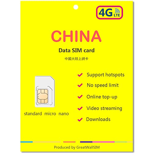 China 4G/LTE Daten-SIM-Karte (80GB 60 Tage) von GreatWallSIM