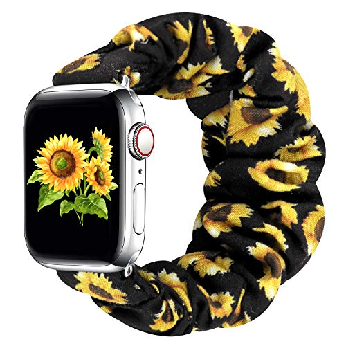 Greatfine Kompatibel mit Apple Watch Band Scrunchie 38 mm 40 mm 42 mm 44 mm, weiches elastisches Band Uhrenarmband mit iWatch Serie 6 SE 5 4 3 2 1, S L Drucken Ersatz Armband für Damen Herren (3840 von Greatfine