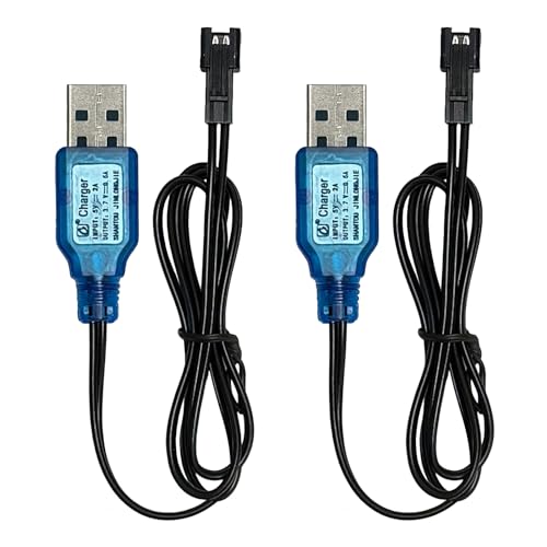 3,7V USB-Ladekabel mit SM-2P-Stecker, 3.7V Battery Charger USB Universal RC Batterieladegerät für RC-Drohne, Elektrisches Spielzeug,Spielzeug Auto,und Andere Ferngesteuerte Spielzeuge - 2 Stück von Greatzer