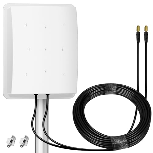 5G Antenne Outdoor 4G LTE Antenne Dual-Polarisation 14DBi WiFi Antenne 698-2700 | 3300-3800 MHz Signal Richtantenne MIMO Router Externe Antenne SMA / TS9 Antenne, 2x10M Kabel, 3G/4G/5G/GSM/GPRS - Weiß von Greatzer