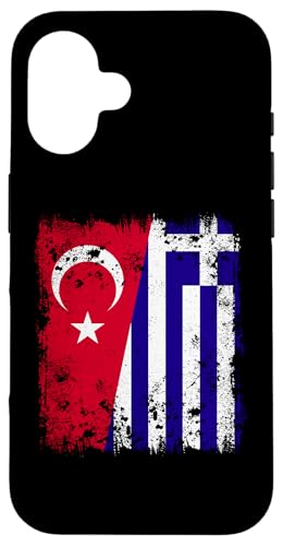 Türkei Griechenland Halbflagge Türkisch Griechische Flagge Hellas Heritage Hülle für iPhone 16 Türkei Griechenland Halbflagge Türkisch Griechische Flagge Hellas Heritage Hülle für iPhone 16 von Greece Flag Proud Greek Roots Hellenic Republic