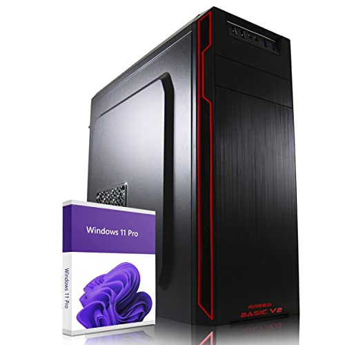 Greed® Basic V2 PC mit AMD Ryzen 5 4600G - Schneller Rechner + Computer für Büro & Home Office mit 4,2 GHZ, 8GB RAM/Arbeitsspeicher - 256 GB SSD - DVD+RW - USB3.1 - WLAN, inkl. Windows 11 Pro von Greed