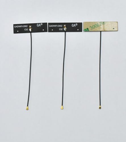 Bluetooth/WiFi Dual Bands FPC Antenne (2,4 GHz/5 GHz) mit IPEX1- oder IPEX4-Anschluss, 3er-Pack, Schwarz (IPEX4-Stecker mit 8,5 cm Kabellänge, 0,81 mm Kabeldurchmesser) von Green Antenna