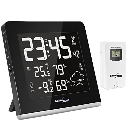 Green Blue GB151 Funk Wetterstation mit Außensensor DCF Wettervorhersage Multicolor 9 farbig LCD Display USB-Ladefunktion Green Blue GB151 Funk Wetterstation mit Außensensor DCF Wettervorhersage Multicolor 9 farbig LCD Display USB-Ladefunktion von Green Blue