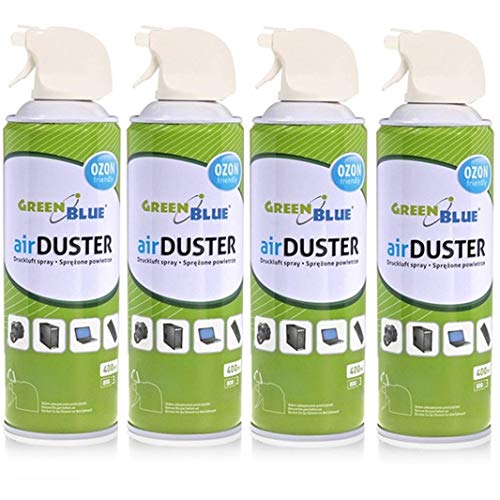 Green Blue GB400 Druckluft Spray 4 x 400ml Air Duster Reinigung Druckluftspray Druckluftreiniger Pressluft Computer Reiniger von Green Blue
