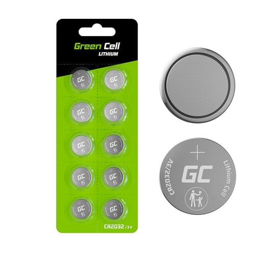 10 Stück Batterie Green Cell CR2032 DL2032 2032 Lithium Knopfzellen 3V 220mah Lithiumbatterie Batterie in Blisterverpackung (Batterien einzeln entnehmbar) von Green Cell