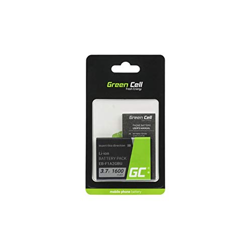 Batterie Green Cell EB-F1A2GBU für Handy Akku Samsung Galaxy SII S2 GT-I9100 GT-I9101 GT-I9103 GT-I9105P GT-I9108 i9100 | Li-Ion Zellen | 3.7V 1600mAh | Volle Kompatibilität | Reale Kapazität von Green Cell