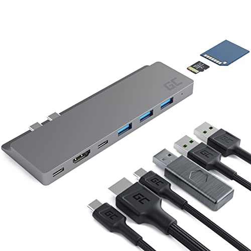 GC Connect60 HUB USB-C 8im1 Adapter Dockingstation (Thunderbolt 3 (4K 60Hz), USB-C, 3xUSB 3.0, HDMI, microSD, SD) Power Delivery 100W für MacBook Pro 13"/15"(2016/2017/2018/2019/2020), Air (2019/2020) von Green Cell