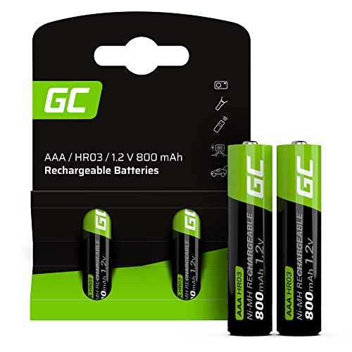 GREEN CELL Akku 800 mAh 1.2V [2 Stück] Batterien AAA Micro NI-MH Akkubatterien sofort einsatzbereit, Starke Leistung, geringe Selbstentladung, wiederaufladbare Akku Batterie, ohne Memory-Effekt von Green Cell