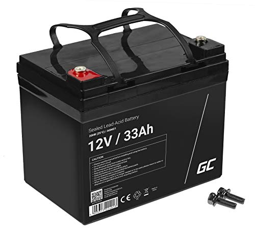 Green Cell® AGM 12V 33Ah Akku Vlies Batterie VRLA Blei Batterie Bleiakku Ersatzakku Versorgungsbatterie Zyklenfest Wartungsfrei Solar Boot Scooter Rasentraktor Rasenmäher Aufsitzmäher von Green Cell