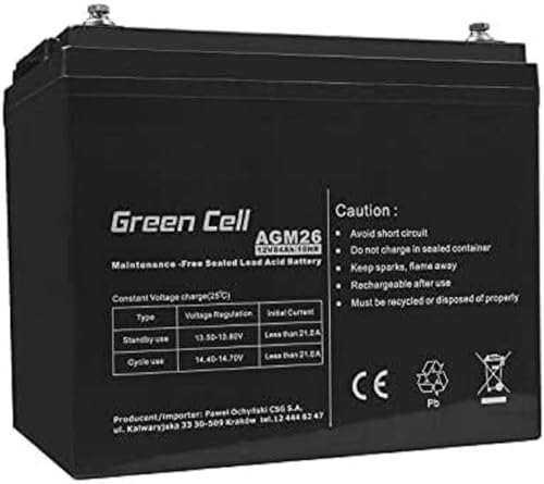 Green Cell® AGM 12V 84Ah Akku Vlies Batterie VRLA Blei Batterie Bleiakku Ersatzakku Akkubatterie Versorgungsbatterie Zyklenfest Wartungsfrei Solar | Camper | Segelboot | Foodtruck | Marina | Yacht von Green Cell