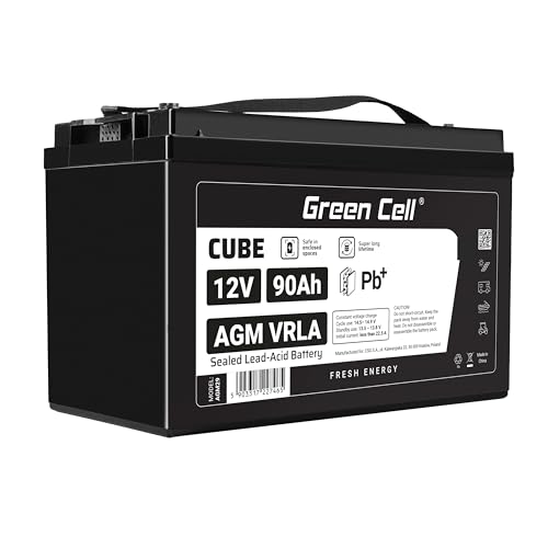 Green Cell® AGM 12V 90Ah Akku VRLA Blei-Batterie Bleiakku Ersatzakku Gelakku Akkubatterie Zyklenfest Unbemann Caravan | Photovoltaik | Rollstuhl | Solarspeicher| Solarbatterie | Solarpanel | Wohnwagen von Green Cell