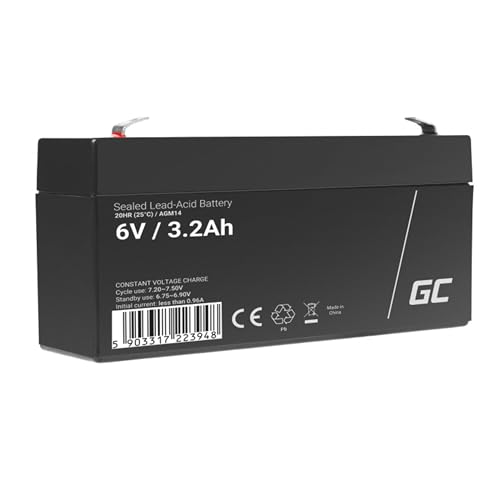 Green Cell® AGM 6V 3,2Ah Akku VRLA Blei-Batterie Bleiakku Ersatzakku Gelakku Akkubatterie Zyklenfest Unbemannt Spielzeug | Elektro Spielzeug| Alarm | Notstrom | Kinderfahrzeuge | Kinder-Quad von Green Cell