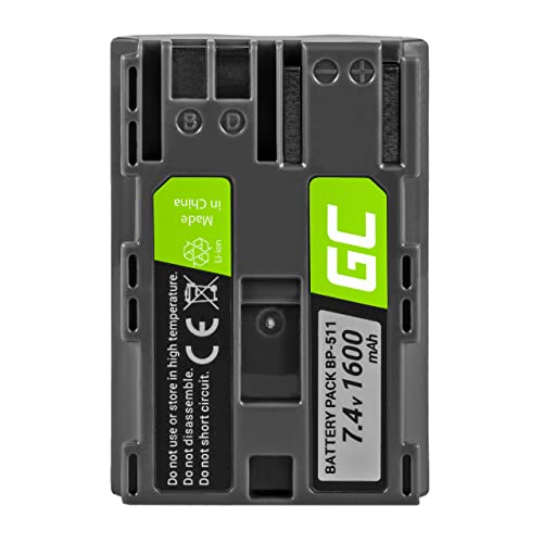 Green Cell® BP-508 BP-511 BP-511A BP-512 BP-514 Kamera-Akku für Canon EOS 5D 10D 20D 30D 40D 50D 300D D60 Powershot G1 G2 G3 G5 G6 Pro 1, Full Decoded (Li-Ion Zellen 1600mAh 7.4V) von Green Cell