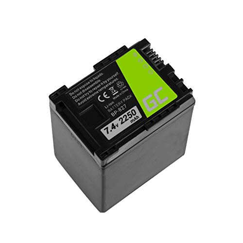 Green Cell® BP-808 BP-807 BP-828 Kamera-Akku für Canon HF G10 M30 M31 M32 M36 M41 S10 M300 M400 S200 VIXIA FS10 HF M30 M40 S21 XA10 LEGRIA HF20 HF200 HG30, Full Decoded (2250mAh 7.4V Schwarz) von Green Cell