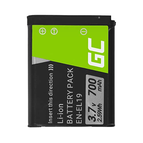 Green Cell® EN-EL19 ENEL19 Kamera-Akku für Nikon Coolpix S100 S2500 S32 S3500 S4100 S5200 S7000 S6900, Full Decoded (Li-Ion Zellen 700mAh 7.4V Schwarz) von Green Cell