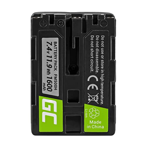 Green Cell NP-FM500H NPFM500H Kamera-Akku für Sony Alpha A100 A300 A500 DSLR-A100 DSLR-A200 DSLR-A500 SLT-A33 SLT-A35 SLT-A35 SLT-A57 SLT-A77 SLT-A99, Full Decoded (1600mAh 7.4V Schwarz) von Green Cell