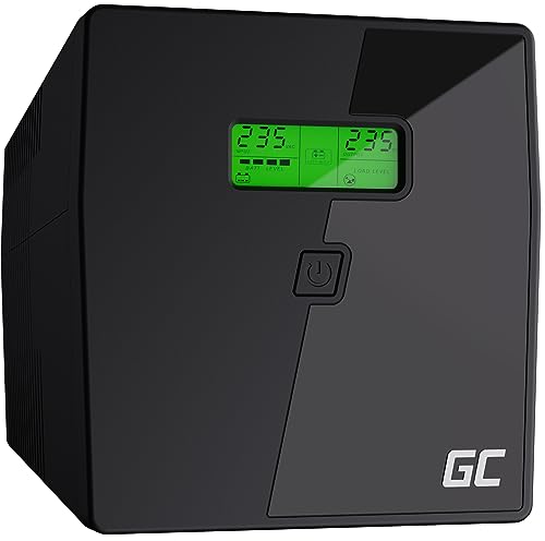 Green Cell® UPS USV Unterbrechungsfreie Stromversorgung 1000VA (600W) mit Überspannungsschutz 230V Line-Interactive Spannungsregelung AVR USV-Anlage USB/RJ45 2X Schuko 2X IEC Ausgänge LCD Bildschirm von Green Cell