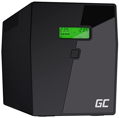 Green Cell® UPS USV Unterbrechungsfreie Stromversorgung 2000VA (1400W) mit Überspannungsschutz 230V Line-Interactive AVR Pure Sine Wave USV-Anlage USB/RJ45 2X Schuko 3X IEC Ausgänge LCD Bildschirm von Green Cell