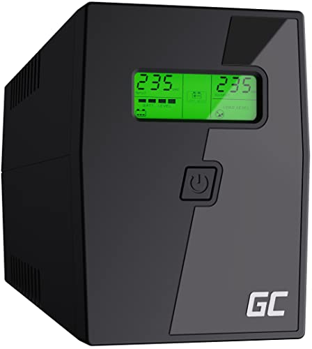 Green Cell® UPS USV Unterbrechungsfreie Stromversorgung 800VA (480W) mit Überspannungsschutz 230V Line-Interactive Spannungsregelung AVR USV-Anlage USB/RJ11 2X Schuko Ausgänge LCD Bildschirm von Green Cell