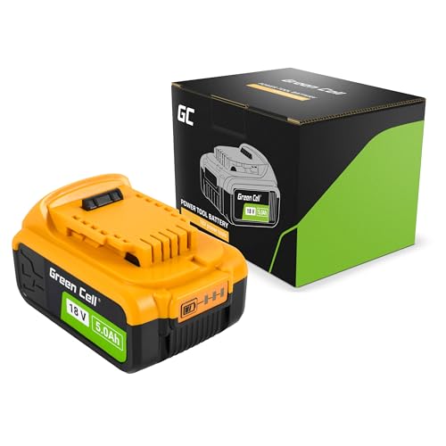 Green Cell (5Ah 18V Li-Ion) Akku 5000mAh Ersatzakku für DeWalt XR 18V DCB184 DCB182 DCB200 DCB201 DCB180 DCB181 mit Batterieladeanzeige Kein Memory-Effekt von Green Cell